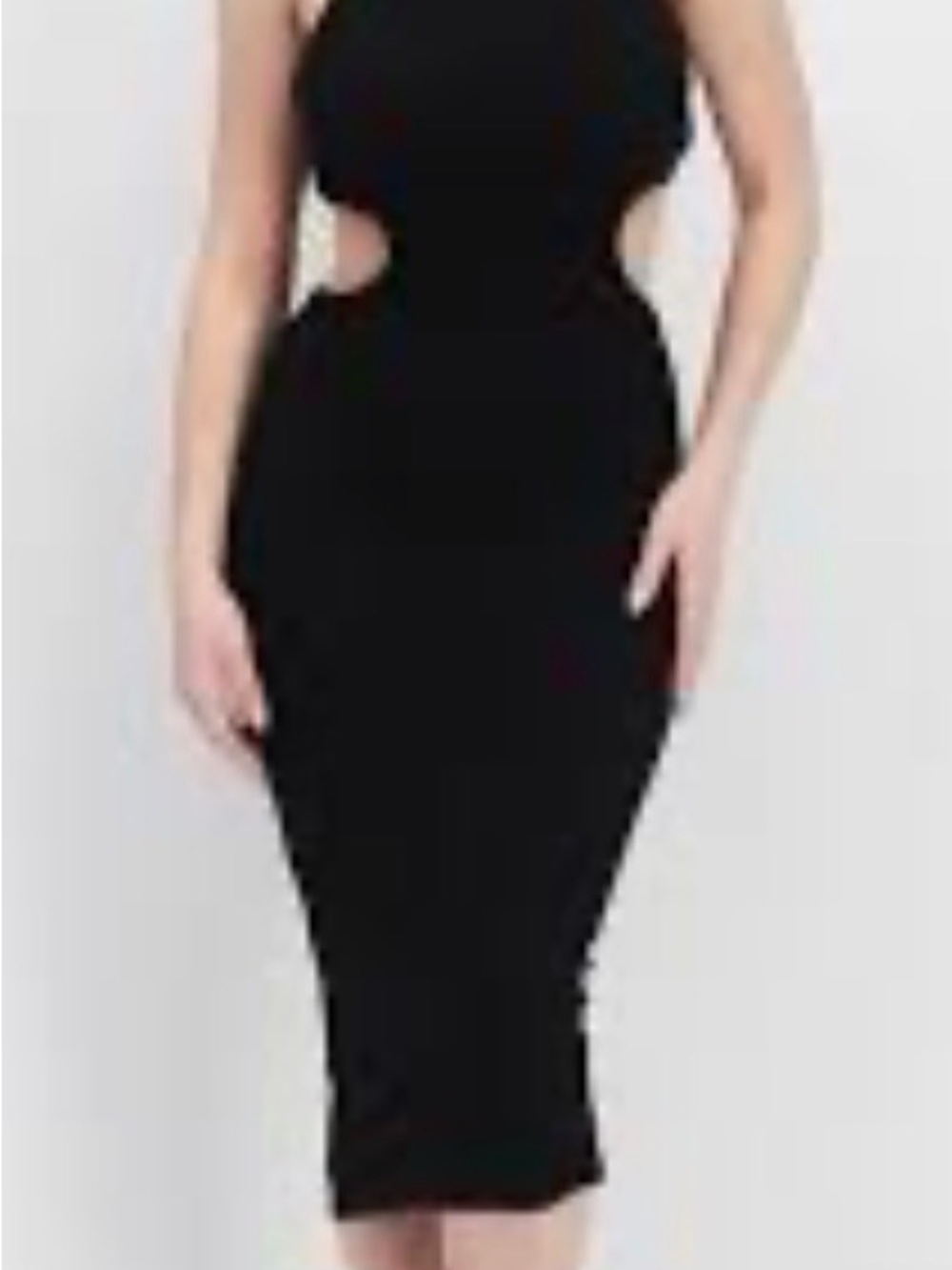 Pull&Bear Black Midi Dress with Side Cutouts